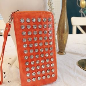 Retro-look Orange Faux Leather Orange Wallet